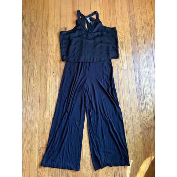 Sweaty Betty Jumpsuit Womens Medium Black Wide Leg Sleeveless Racerback SB4849 - Picture 1 of 8